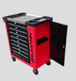 Brumann werkplaatswagen – 8 laden, 6 gevuld + zijkast + 2 momentsleutels – Image 3