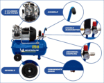 Draagbare Luchtcompressor MICHELIN MB3650 – 50 L Ketel – 3 PK Motor – 10 Bar – 360 L/min – Image 3
